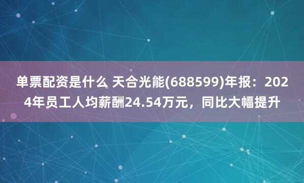 单票配资是什么 天合光能(688599)年报：2024年员工人均薪酬24.54万元，同比大幅提升