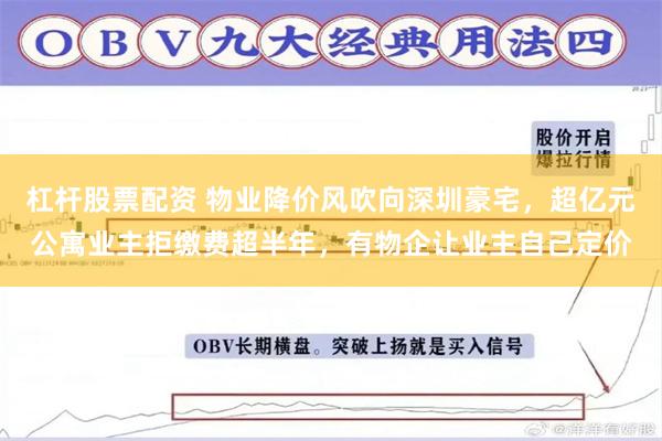 杠杆股票配资 物业降价风吹向深圳豪宅，超亿元公寓业主拒缴费超半年，有物企让业主自己定价
