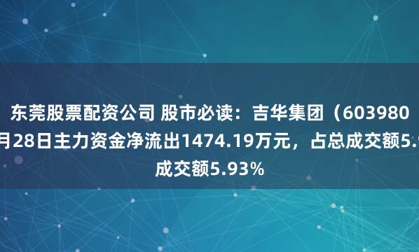 东莞股票配资公司 股市必读：吉华集团（603980）7月28日主力资金净流出1474.19万元，占总成交额5.93%