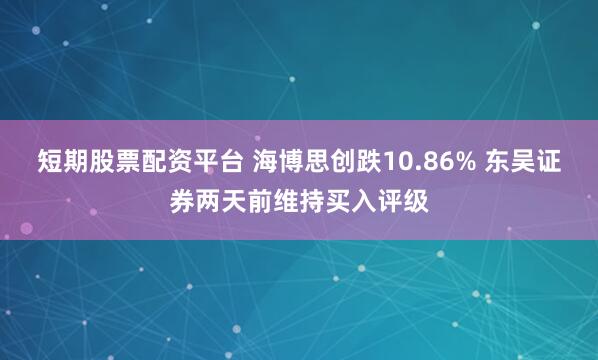 短期股票配资平台 海博思创跌10.86% 东吴证券两天前维持买入评级